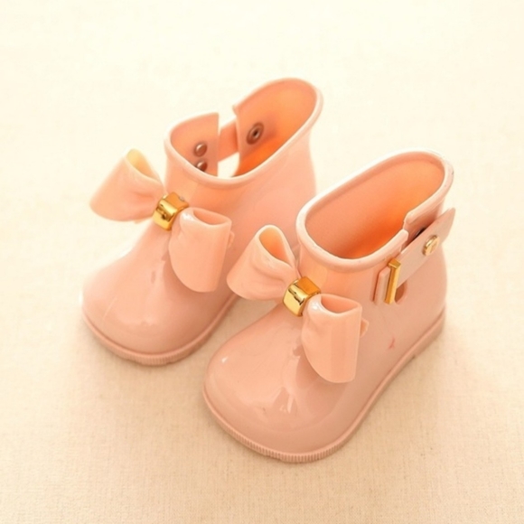 Mini Melissa Other - Mini Jelly rain boots blush pink w/ Gold accent